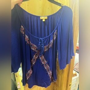 Royal blue Aztec like shirt